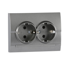 Розетка 2-я с/з Графит Металлик 702-2929-127B DERIY