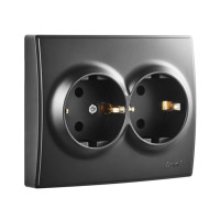 Розетка 2-я с/с антрацит 705-4242-127B LESYA