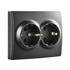 Розетка 2-я с/с антрацит 705-4242-127B LESYA