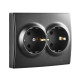 Розетка 2-на з/з антрацит 705-4242-127B LESYA
