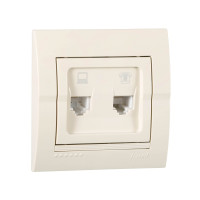 Розетка компьютер + телефон крем 702-0303-143 DERIY