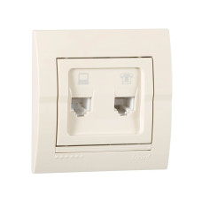Розетка компьютер + телефон крем 702-0303-143 DERIY
