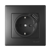 Розетка с/с +USB антрацит 705-4242-181 LESYA