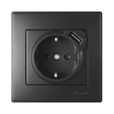 Розетка с/с +USB антрацит 705-4242-181 LESYA