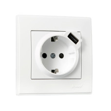 Розетка с/с +USB белая 705-0202-181 LESYA
