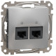 Компьютерная двойная розетка SCHNEIDER Sedna Design cat5E UTP алюминий SDD113452