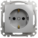 Розетка одинарная с/з со шторками SCHNEIDER Sedna Design алюминий SDD113022