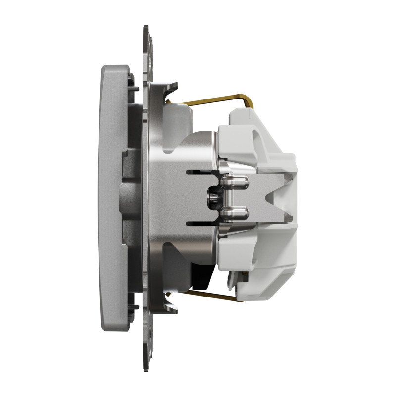 Розетка одинарная с/з со шторками SCHNEIDER Sedna Design алюминий SDD113022