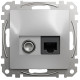 Розетка телевизионная и компьютерная SCHNEIDER Sedna Design cat6 UTP алюминий SDD113469T