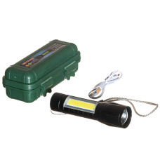 Ліхтар ручний акумуляторний світлодіодний у боксі металевий, чорний ( 1022161 )