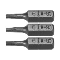 Насадка отверточная STHOR: TORX T9 x 25 мм, HEX 1/4", Cr-V, 3 шт (65491)