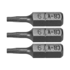 Насадка отверточная STHOR: TORX T9 x 25 мм, HEX 1/4", Cr-V, 3 шт (65491)