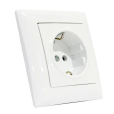 Розетка 220В Horoz Electric 112-005-0009-010 Tina белый пластик с заземлением Schuko ip20