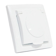 Розетка 220В Horoz Electric 112-005-0010-010 Tina белый пластик с заземлением Schuko ip44