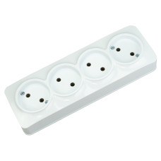 Розетка четверная без заземления белая POWER MAX-4 (104-008-0003-010)