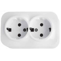 Розетка двойная 220В Horoz Electric 112-004-0002-010 Eva белый пластик с заземлением Schuko ip20