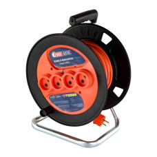 Удлинитель на катушке БЕЗ ЗАЗЕМ. 30м/2*1,5, 4-х гн. 16A 250V (800-430-032)