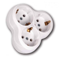 Тройник Horoz Electric 300-000-707 с заземлением белый