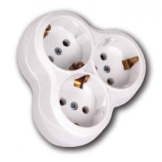 Тройник Horoz Electric 300-000-707 с заземлением белый