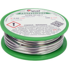 Припой без свинца CYNEL : Ø2,5 мм, Sn99,3-Cu0,7 проволочный на катушке с флюсом m= 100 г (76858)