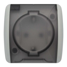 Розетка El-BI EVA одинарная с/з и крышкой накладная серая (554-011500-218)