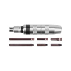 Отвертка реверсивная ударная YATO: Цельнометаллическая, 6 насадок, квадрат1/2". Набор 7 ед (YT-2801)