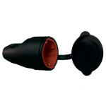 Гнездо с крышкой с заземлением черное каучук NEOMAX (NX2004)