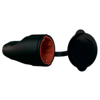 Гнездо с крышкой с заземлением черное каучук NEOMAX (NX2004)