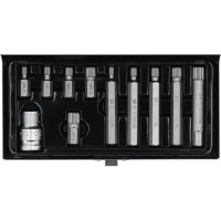 Набор отверточных насадок YATO: "SPLINE", L= 30, 75 мм, адаптер 1/2", металлический кейс. YT-0415