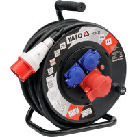Удлинитель сетевой YATO на катушке : L= 25 м. 5-жильный S=2,5 мм² (YT-8120)