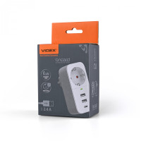 Адаптер сетевой VIDEX ONCORD с/с 1п 2.4A 2USB+USB-C белый (VF-AD1G2U1C-W)