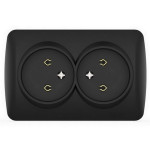 Розетка El-BI Alsu двухместная б/з накладная черная IP20 (504-014800-908)