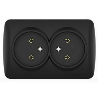 Розетка El-BI Alsu двухместная б/з накладная черная IP20 (504-014800-908)