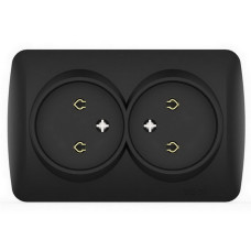 Розетка El-BI Alsu двухместная б/з накладная черная IP20 (504-014800-908)