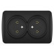 Розетка El-BI Alsu двухместная б/з накладная черная IP20 (504-014800-908)