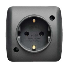 Розетка El-BI Alsu одинарная с/з накладная черная IP20 (504-014800-217)