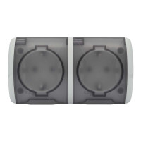 Розетка El-BI EVA двойная с/з и крышкой накладная серая (554-011500-938)