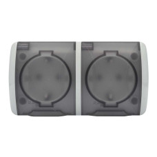 Розетка El-BI EVA двойная с/з и крышкой накладная серая (554-011500-938)