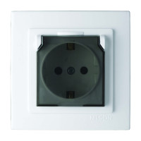 Розетка одинарная с/з и крышкой NILSON Touran белый 24111018