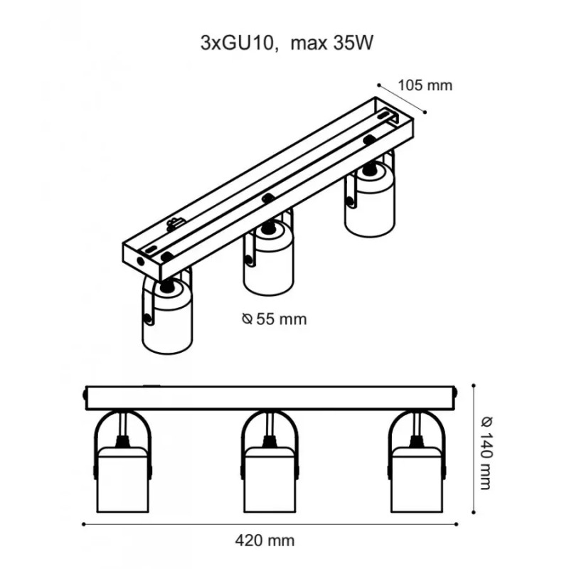 Светильник спот Vesta Light 65333 тройной черный