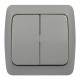 Выключатель El-BI EVA двухклавишный накладной серый (554-011500-202)