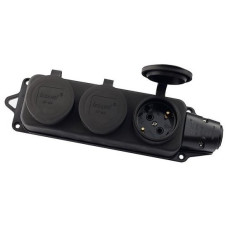 Колодка Lezard 2Р+РЭ с заглушками с заземлением 3 гн. черный 106-0400-0101/101