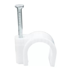 Кабельное крепление с гвоздем круглое, белое d-8мм. (100шт./уп.) AWM