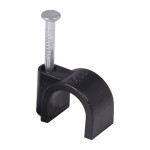 Кабельное крепление с гвоздем круглое, черное d-14мм. (100шт./уп.) AWM