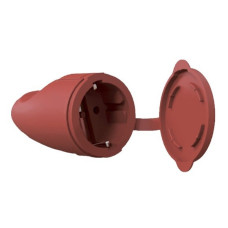 Гнездо с крышкой с заземлением каучук красное NEOMAX (NX2204)