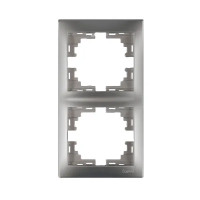 Рамка двомісна вертикальна LEZARD Mira метал сірий 701-1000-152