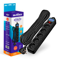 Сетевой фильтр-удлинитель 5 выходов Svittex 10м черный SV-013-В
