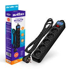 Сетевой фильтр-удлинитель 5 выходов Svittex 1.8м черный SV-001-В
