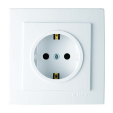 Розетка одинарная с/з NILSON Touran белый 24111017