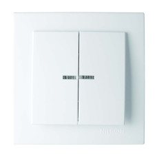 Выключатель двухклавишный с подсветкой NILSON Touran белый 24111004
